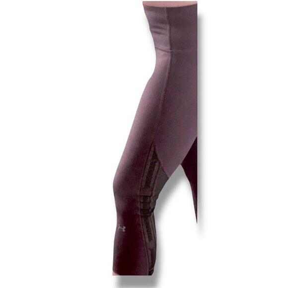 Under Armour M Leggings Black Purple HeatGear Crop Compression Stretch Athletic - Picture 2 of 9